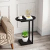 Small Side Table End Table, C-Shaped Wood Coffee Table TV Tray for Eating Couch Tables for Small Space, Living Room