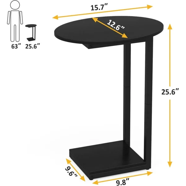 Small Side Table End Table, C-Shaped Wood Coffee Table TV Tray for Eating Couch Tables for Small Space, Living Room - Image 3